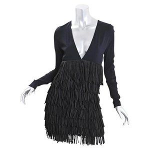 Pierre Balmain Fringe Black Mini Cocktail Dress